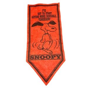 Vintage Snoopy Banner 1971 United Feature Syndicate Orange Black Schulz
